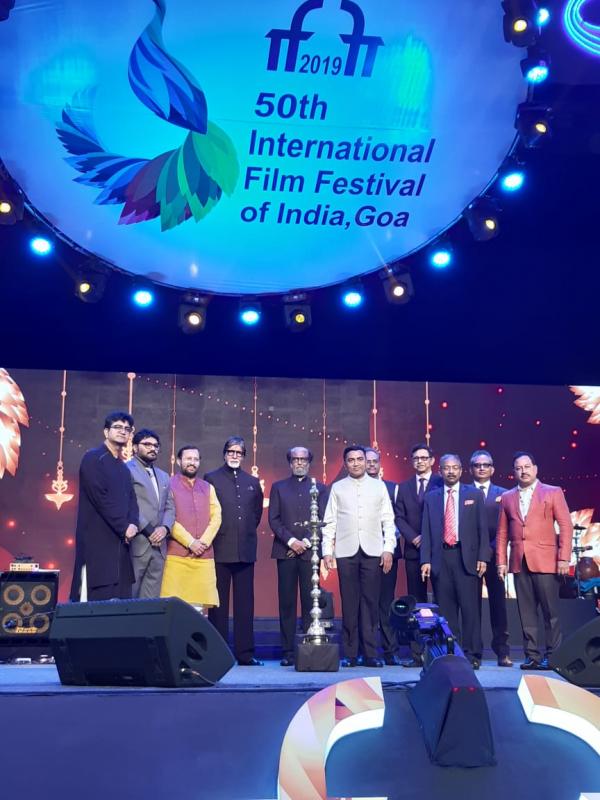 Federal Minister for Information and Broadcasting Prakash Javadekar at the inaugural ceremony for IFFI with superstars and well known director Karan Johar. Photo Courtesy: IFFI