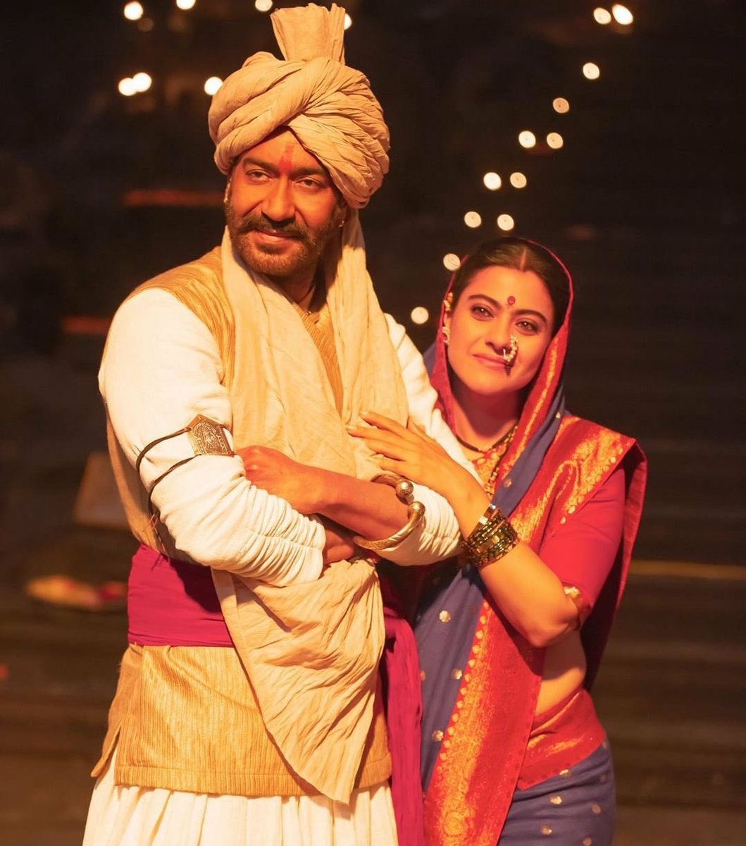 Real-life couple Ajay Devgan and Kajol star in the biographical period action film Tanhaji - The Unsung Hero, with Saif Ali Khan playing the nemesis. Photo Courtesy: Twitter
