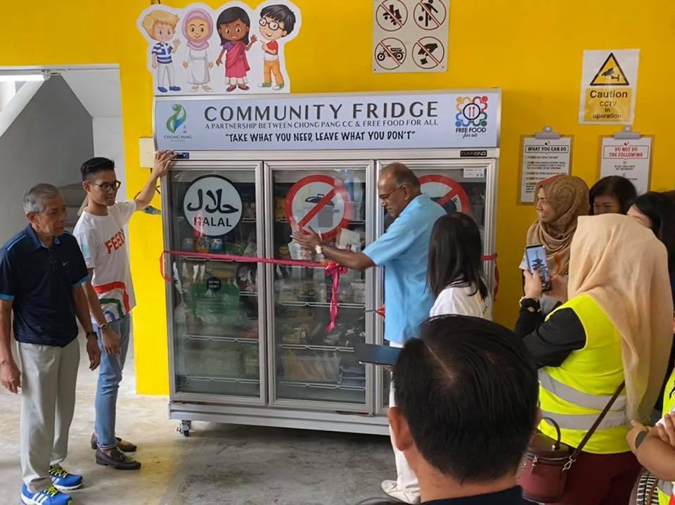 Singapore's Law Minister K Shanmugam at the launch of the community fridges in Yishun. Photo courtesy: Darul Makmur Mosque