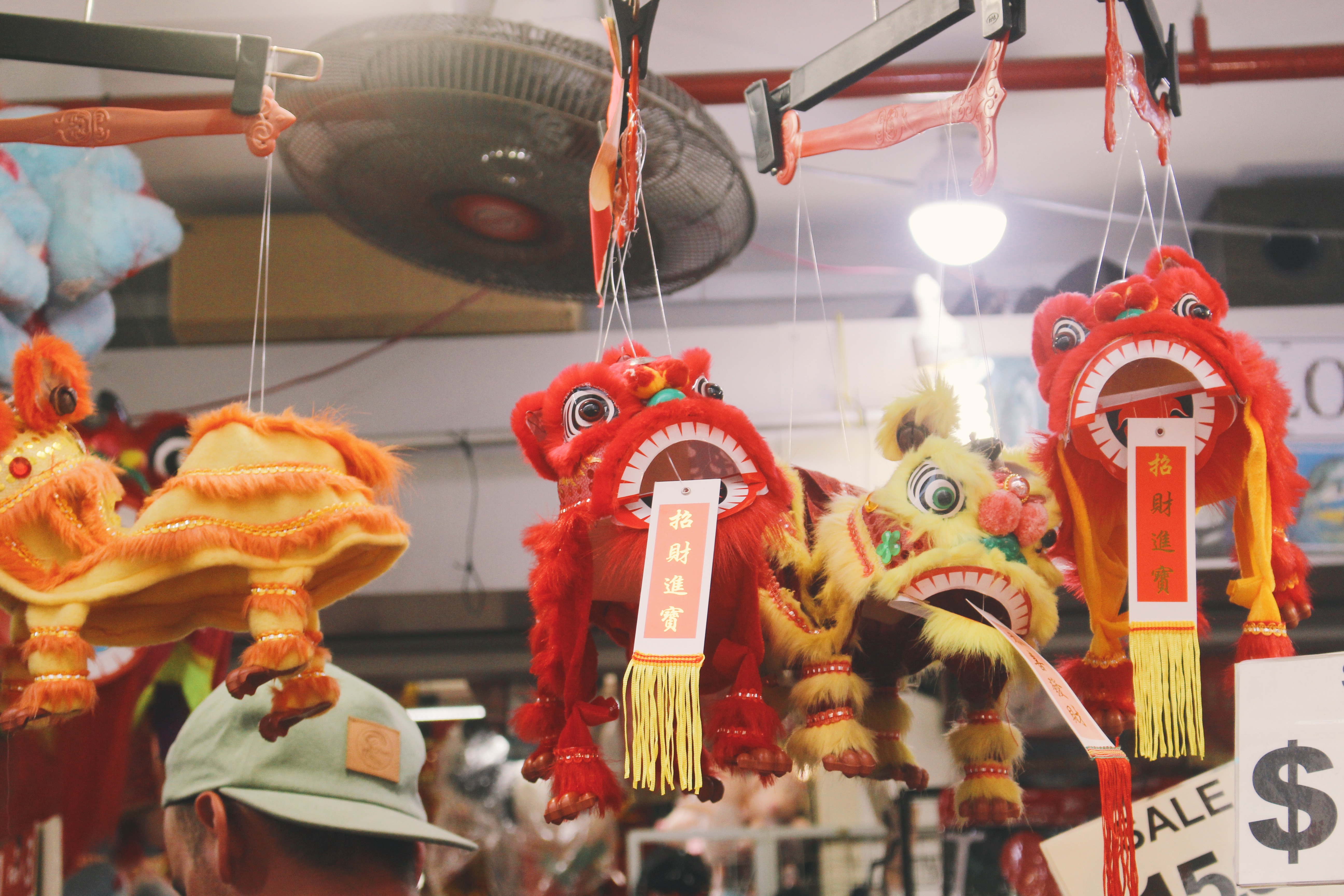 Cute lion dance puppets are on sale too. Photo: Connected to India