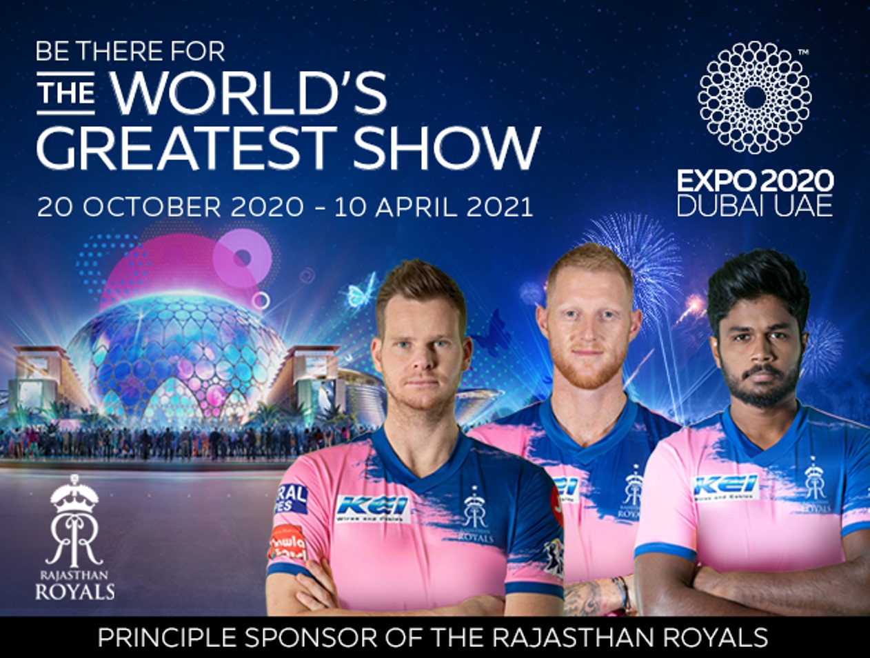 Expo 2020 Dubai will be Rajasthan Royals' principal sponsor for this year's IPL. Photo courtesy: www.rajasthanroyals.com