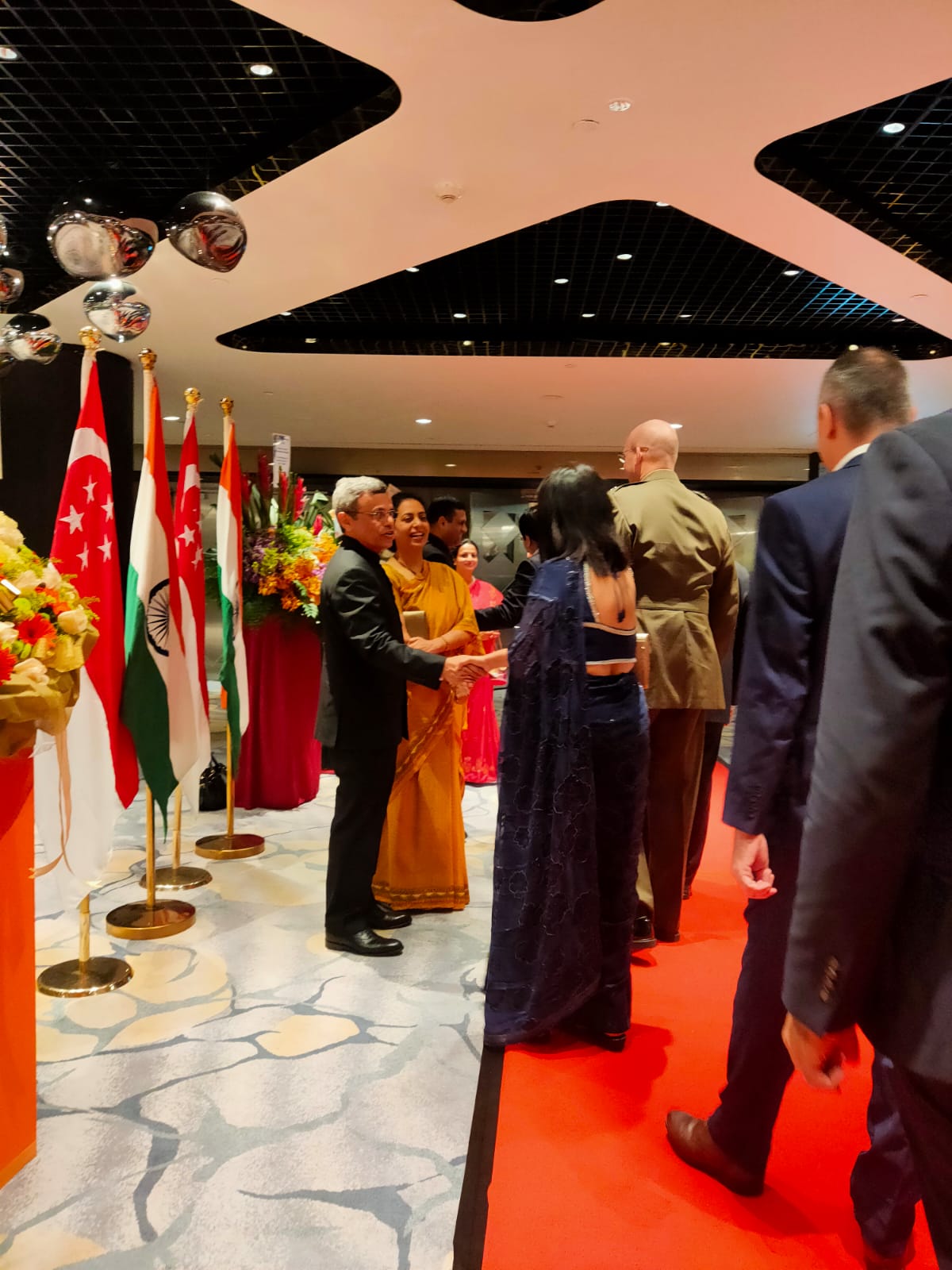 The High Commissioner and Dr. Ghazala Shahabuddin, welcomed the guests to the celebrations of the 71st Republic Day of India at the elegant Fairmont Ballroom at Raffles City Convention Centre, Singapore. Photo: Connected to India