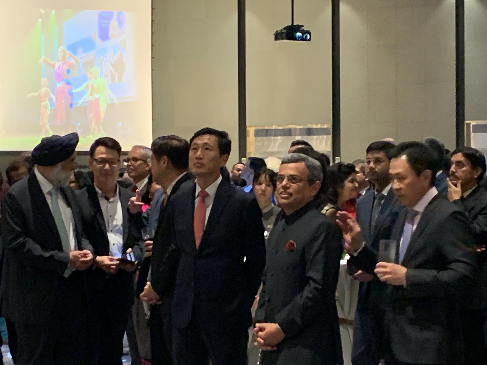 A 3-minute video on India-Singapore relations in the year 2019 was played, following which Jawed Ashraf delivered his remarks. Photo: Connected to India