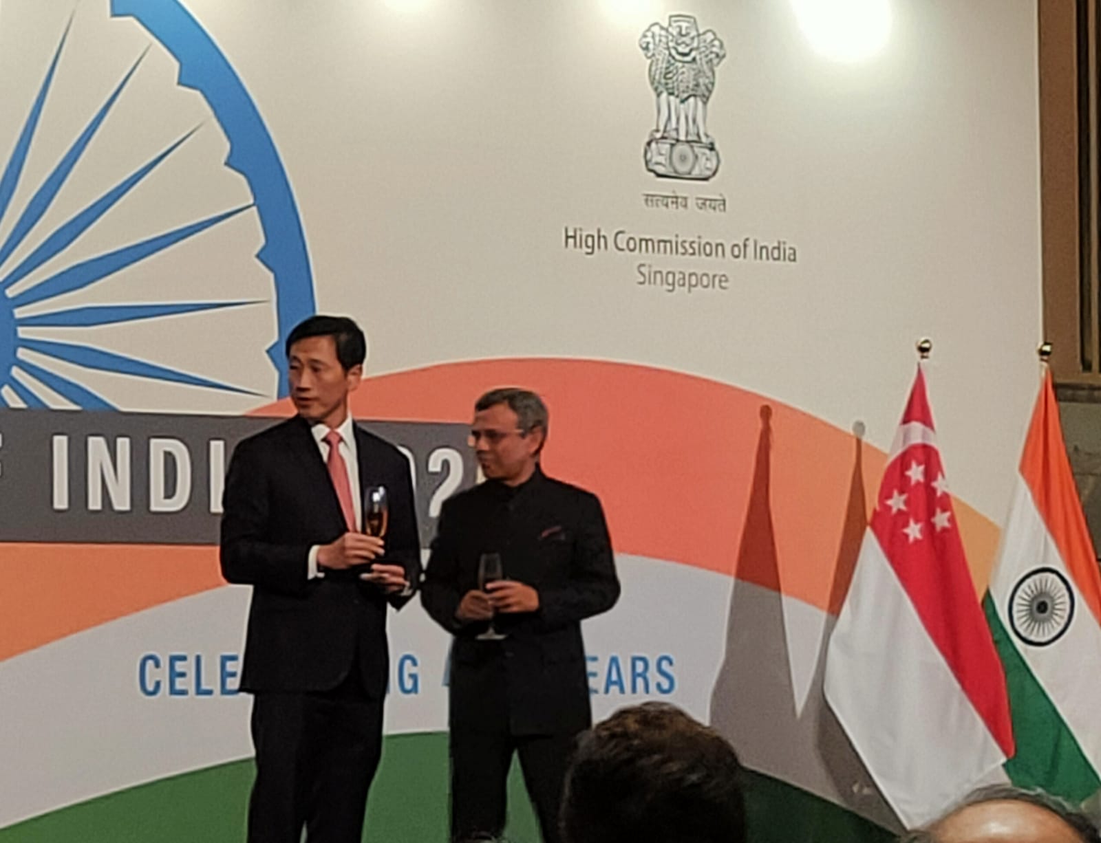 Minister Ong proposed a toast, “ High Commissioner, Excellencies, Ladies and Gentlemen, I would like to propose a toast to His Excellency, Ram Nath Kovind, the President of the Republic of India”. Photo: Connected to India