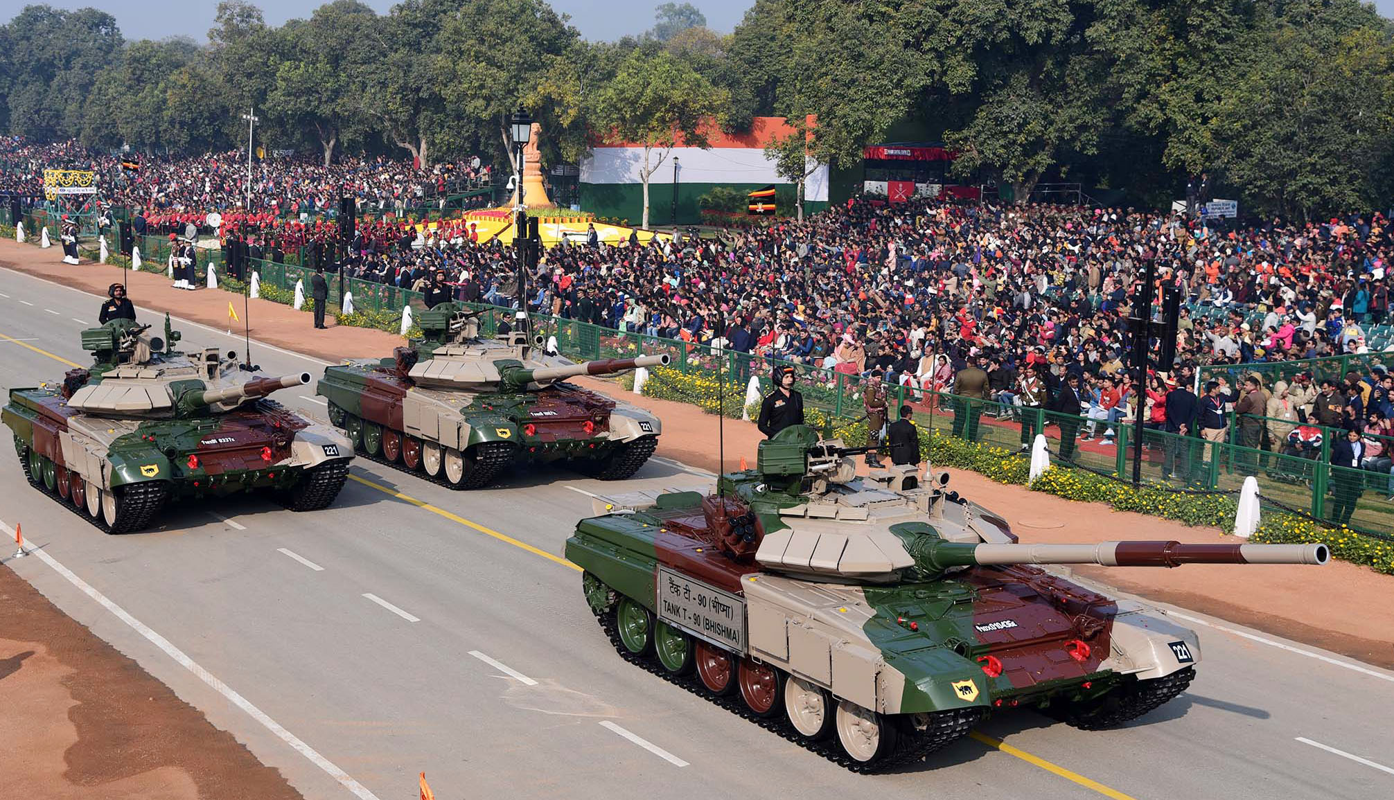 Tank T- 90 (Bhishma) passes through the Rajpath, at the 71st Republic Day Celebrations