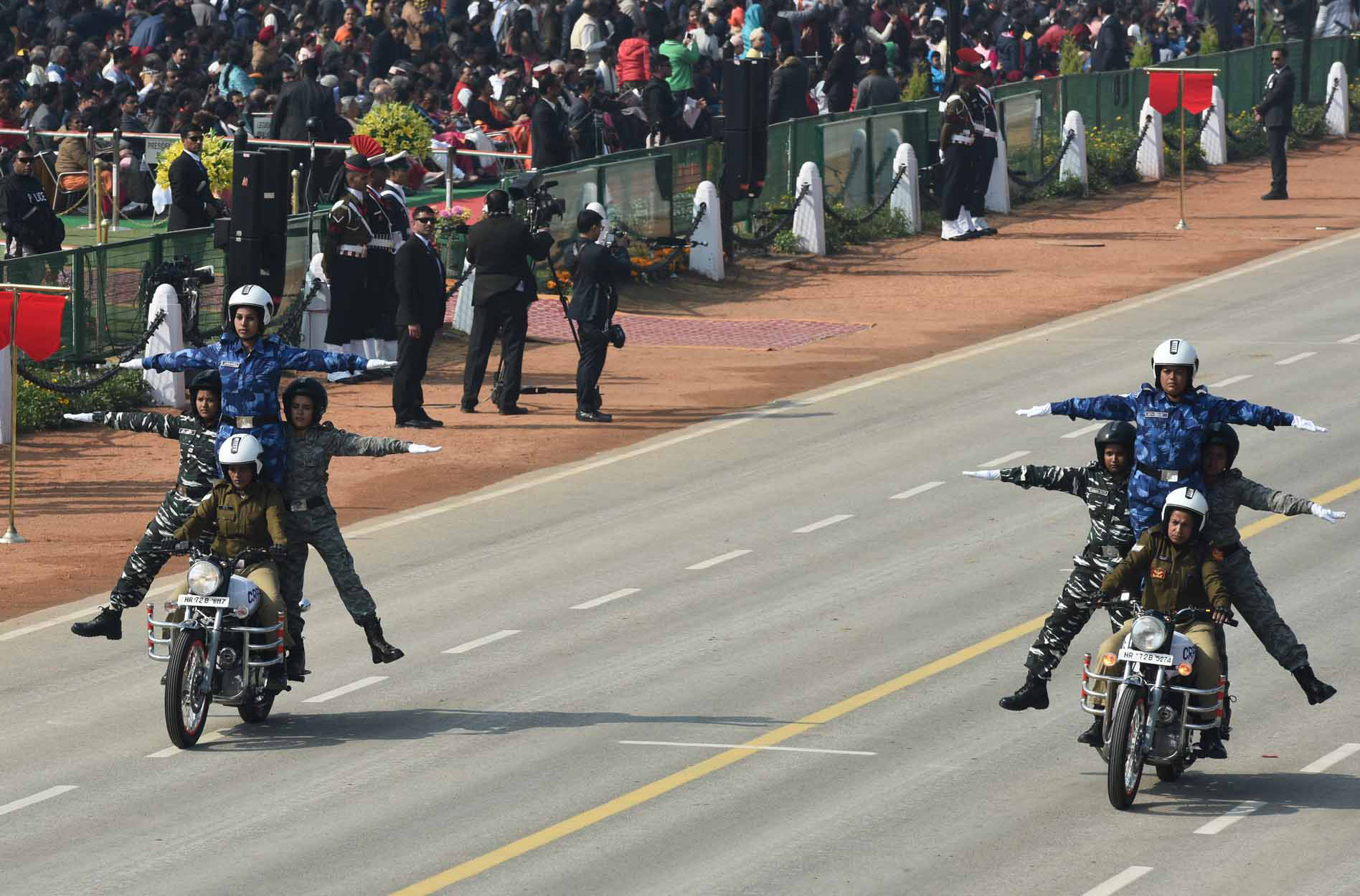 A contingent of CRPF women bikers - including an act by 21 of them on five motorcycles - made history performing daredevil stunts.