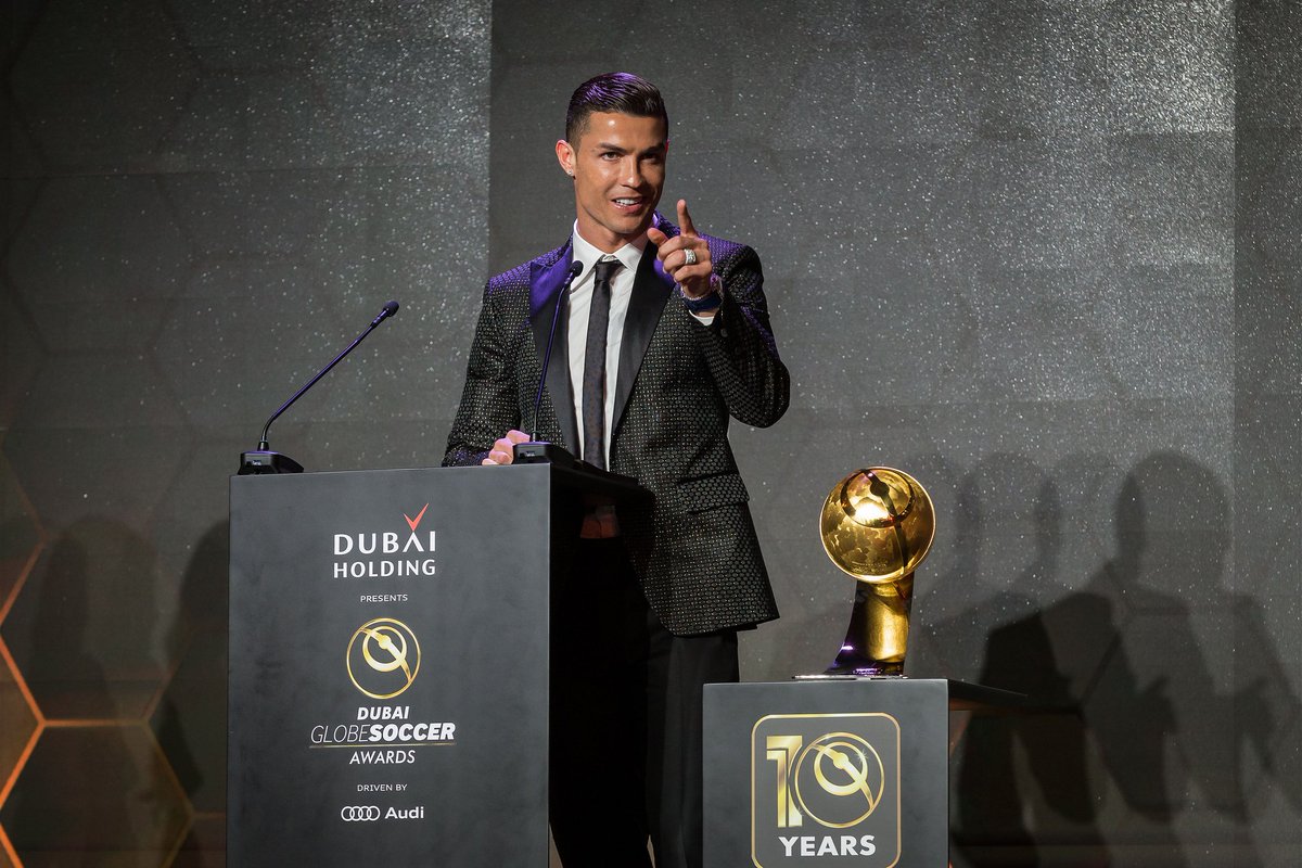 Cristiano Ronaldo,, who plays for Juventus, was recently in Dubai for a break and training.  Photo Courtesy: Dubai Globe Soccer Awards