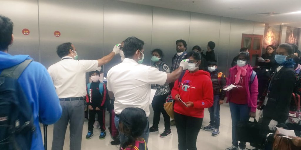 Passengers being screened at Chennai airport. Photo courtesy: Twitter/aaichnairport