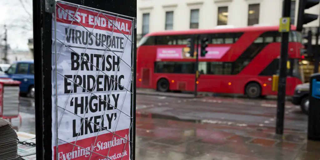 The UK has reported 2626 cases and 103 deaths as of March 18. Photo courtesy: Twitter/@stadiogoal