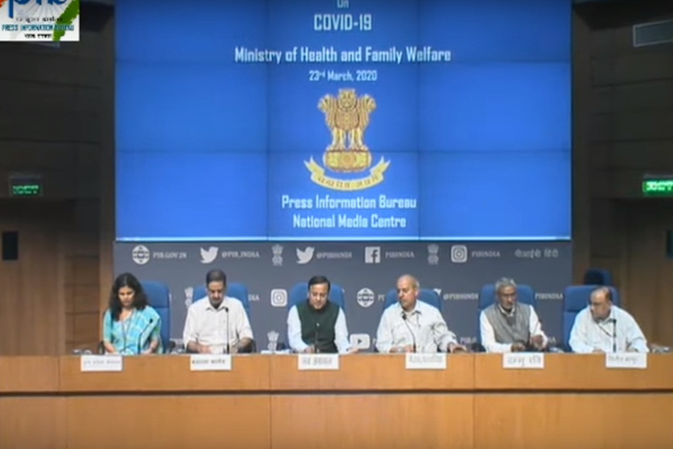 Press briefing on COVID-19 in New Delhi. Screengrab: PIB