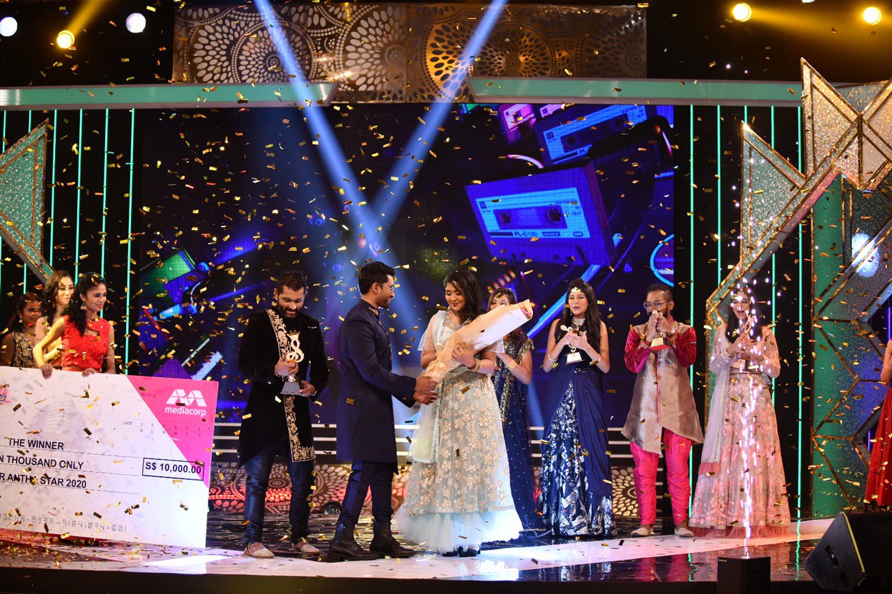 The confetti shower as Meenakshy is crowned winner of YAS 2020. Photo Courtesy: Vasantham