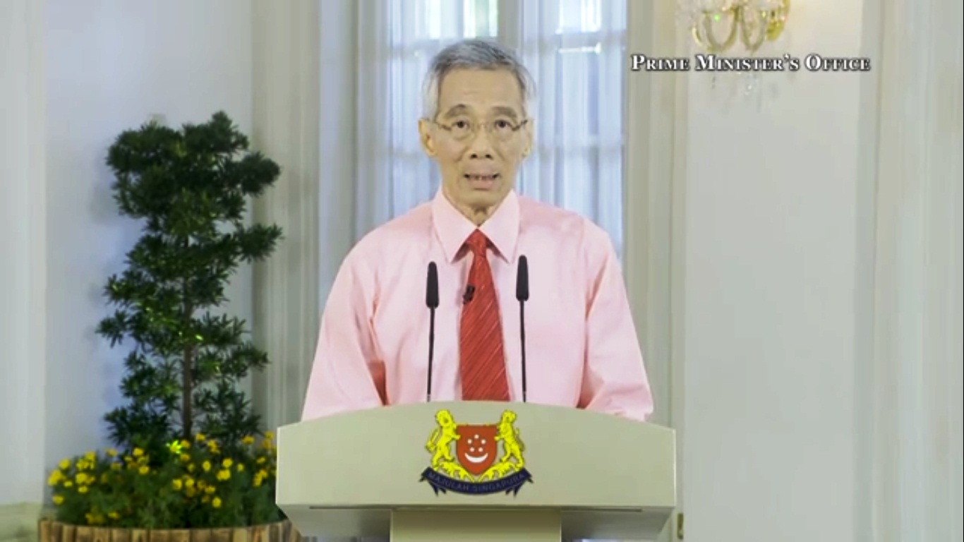 Prime Minister Lee announcing enhanced measure to battle the spread of COVID-19