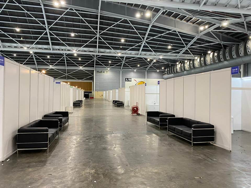 Common interaction area at the Community Isolation Facility at Expo. Photo courtesy: Ho Ching