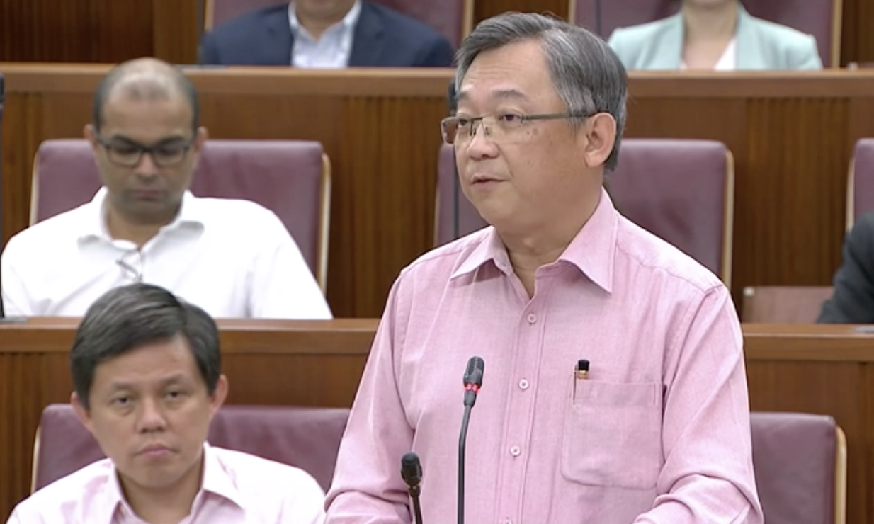 Health minister Gan Kim Yong announced the COVID-19 (Temporary Measures) Bill in parliament on April 7. Photo courtesy: Parliament screen grabs