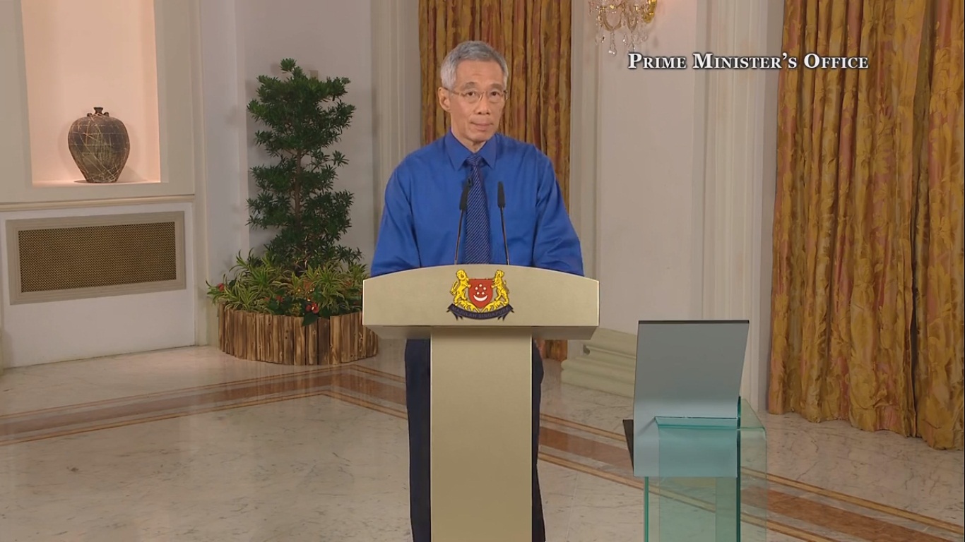 Prime Minister Lee addressed the nation to announce the extension of circuit breaker measures till June 1. Photo courtesy: Facebook/Lee Hsien Loong