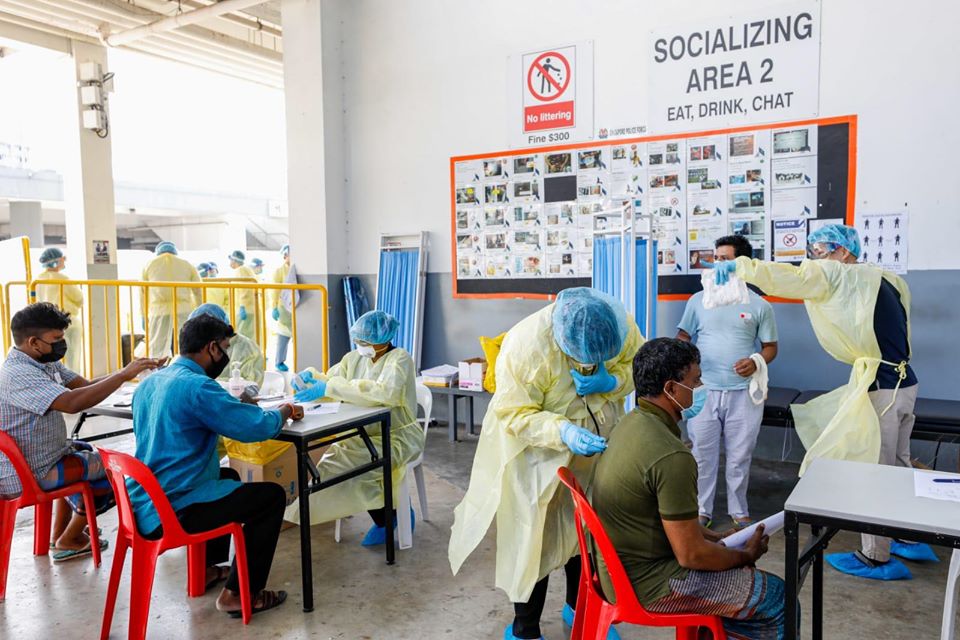 The majority of the new cases in Singapore are from foreign worker dormitories, where the government has stepped up testing. Photo courtesy: Facebook/Lawrence Wong (dated April 17, 2020)