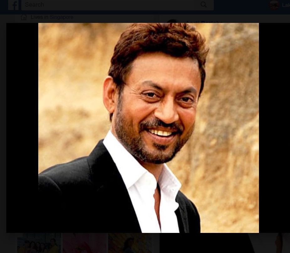 53 year old Bollywood actor Irrfan Khan passed away today in Mumbai. Photo Courtesy: Twitter