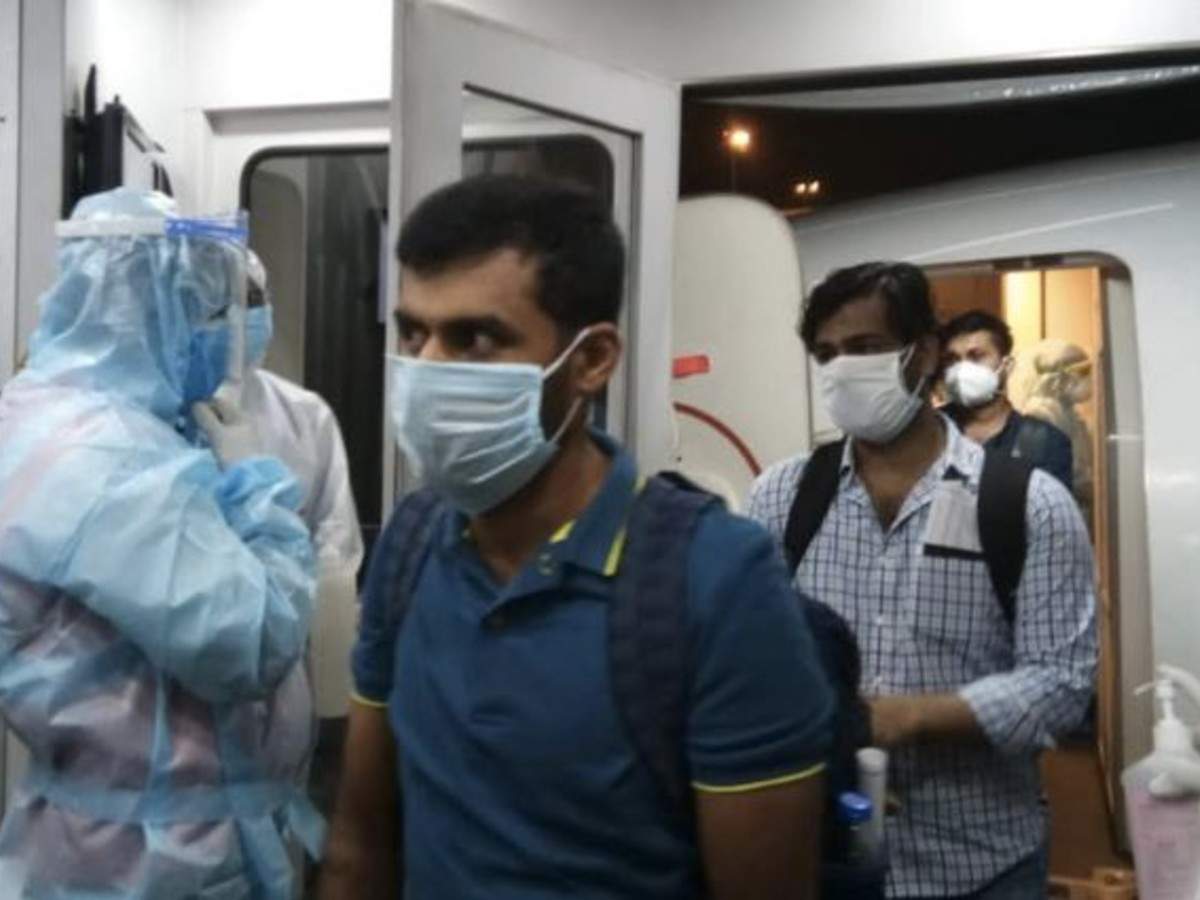 Passengers were greeted with hand sanitizers and by the Air India Express crew in PPE once they boarded the aircraft. Photo Courtesy: Twitter