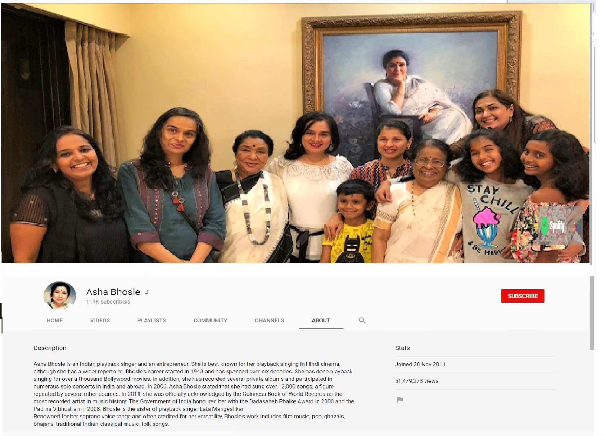  Screengrab of Asha Bhosle's newly launched YouTube Channel