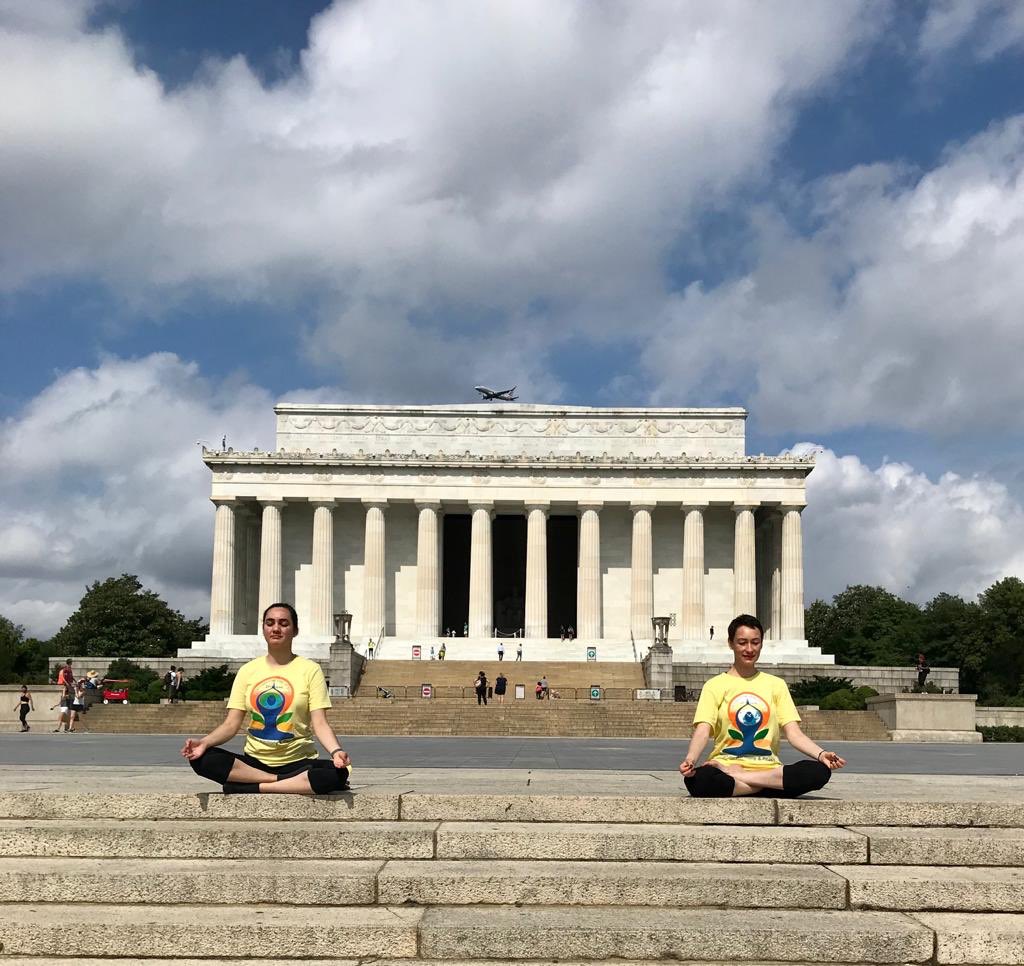 Yoga volunteers posing for International Yoga Day 2020 in Washington DC. Photo courtesy: Indian Embassy in WAshington