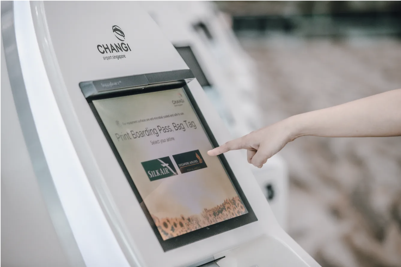 New contactless and cleaning innovations at Changi Airport, such as the proximity touch screens, will enhance the health and safety for travellers. Photo courtesy: Changi Airport Group
