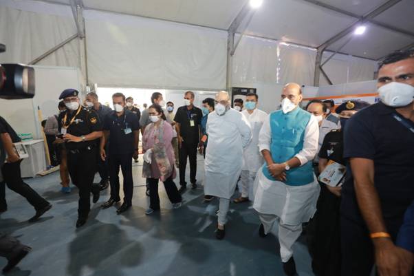 Union Home Minister Amit Shah and Defence Minister Rajnath Singh visited the 1000-bed and 250-ICU unit Sardar Vallabh Bhai Patel COVID-19 Hospital in New Delhi.