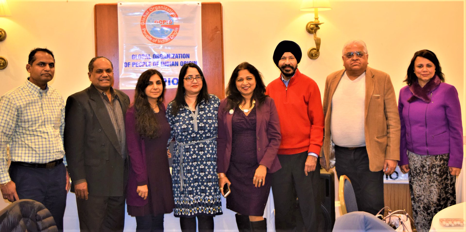 GOPIO-CT officials with Health seminar speakers; From l. to r.: Santosh Gannu, GOPIO Chairman Dr. Thomas Abraham, Yashasvi Jhangiani, Dr. Alka S. Popli, Dr. Jaya Daptardar, Ravi Dhingra, Ashok Nichani and GOPIO-CT Anita Bhat