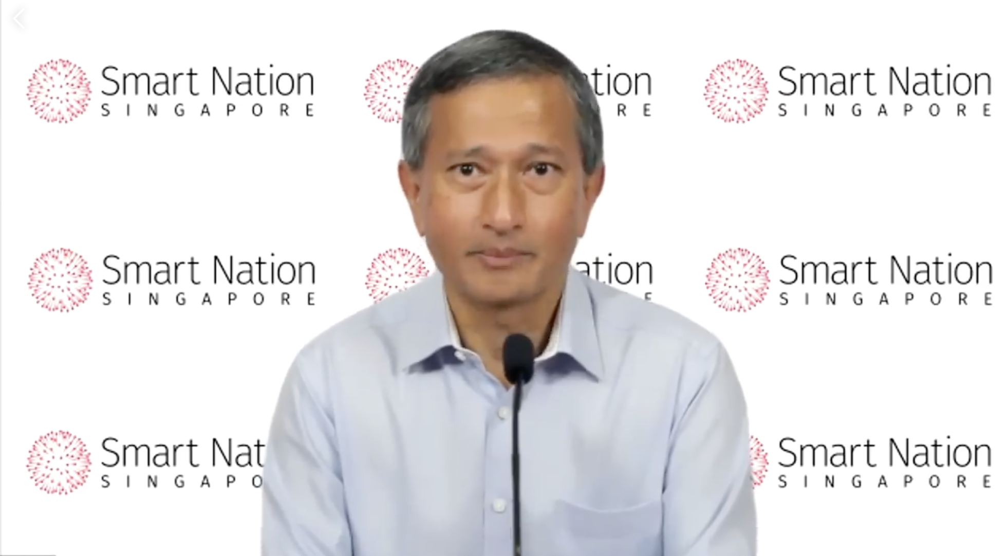 Minister-in-Charge of the Smart Nation Initiative Dr Vivian Balakrishnan speaking at a virtual engagement session with the 15 recipients of this year's Smart Nation Scholarship. Photo courtesy: gov.sg