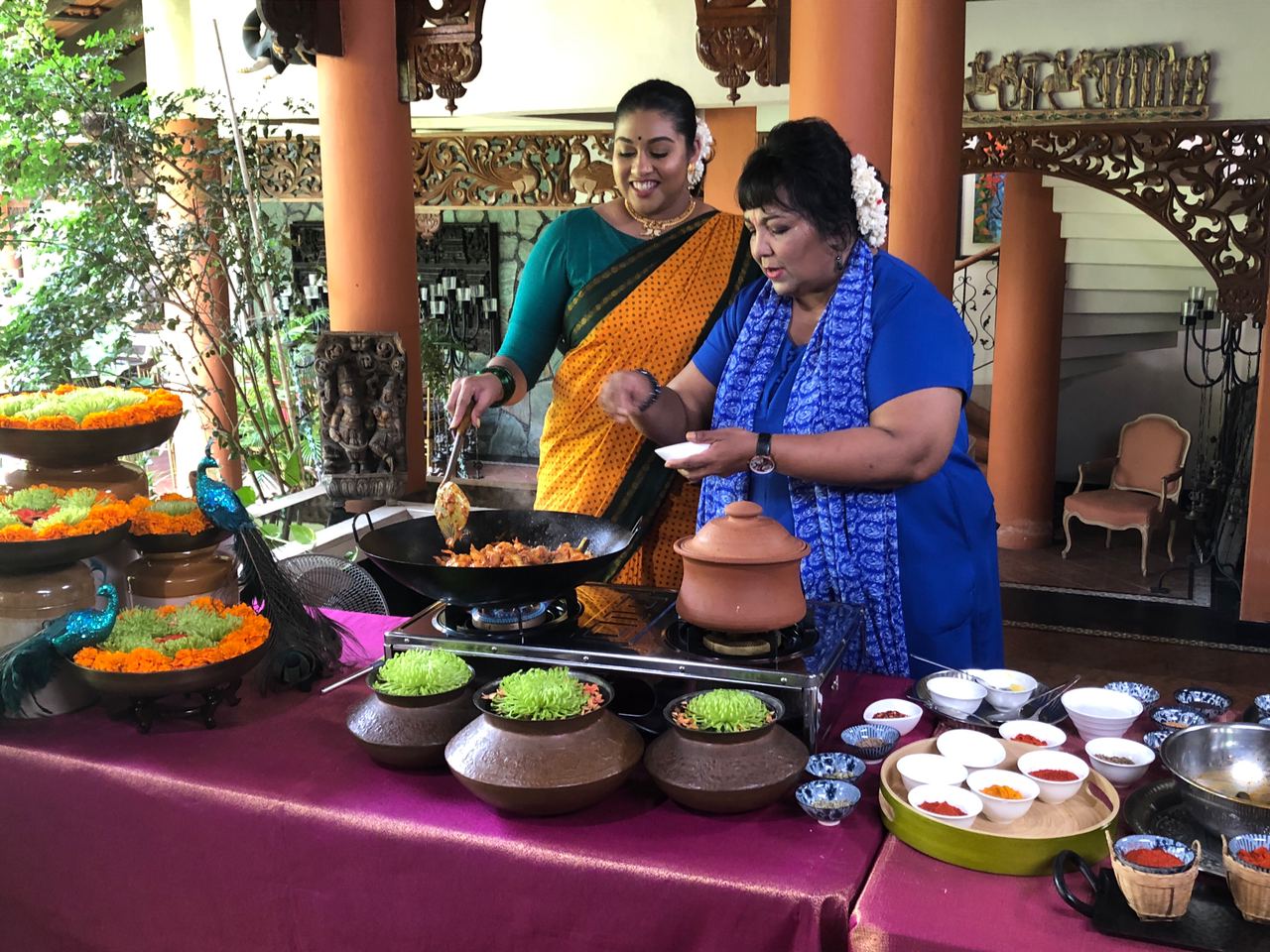 Indra Iswaran SriLankan cuisine Cooking Demo with digital host Sajini Naidu. Photo Courtesy: IHC
