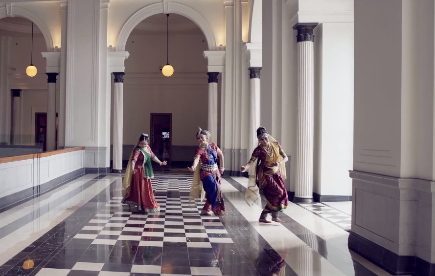 Kausalya leading Rama, Kaikeyi escorting Bharata and Sumitra holding the hands of her twins Lakshmana and Shatrughna. Photo Courtesy: IHC Video/ Screengrab.
