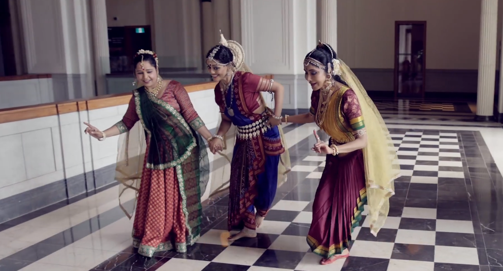 Kuchipidi by Shantha Ratii, Odissi by Chitra Shankar and Kathak by Pallavi Sharma was aptly used to portray the roles of Kaikeyi, Kausalya and Sumitra to soulful music. Photo Courtesy: IHC Video/Screengrab