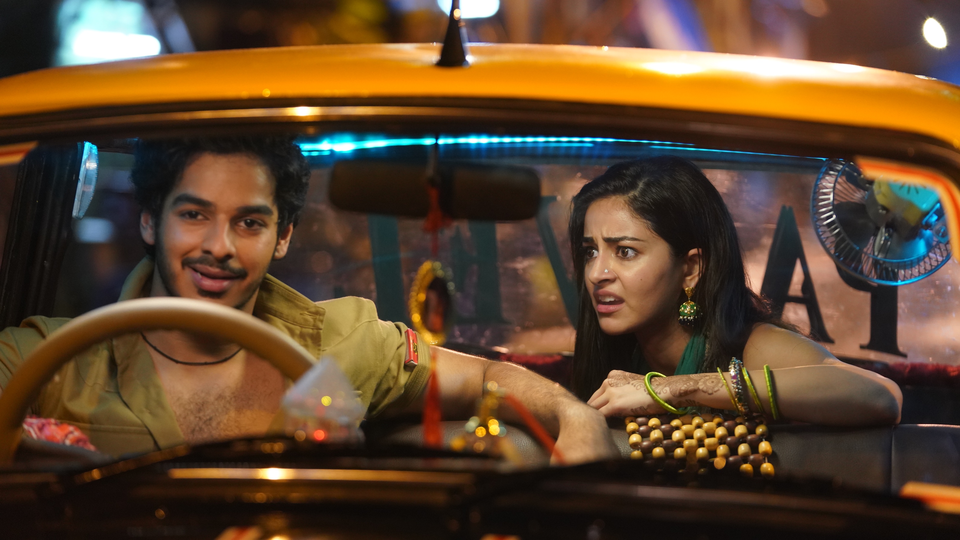 Khaali Peeli delivers typical Bollywood masala style, in an iconic Mumbai taxi. Photo Courtesy: Zee Studios