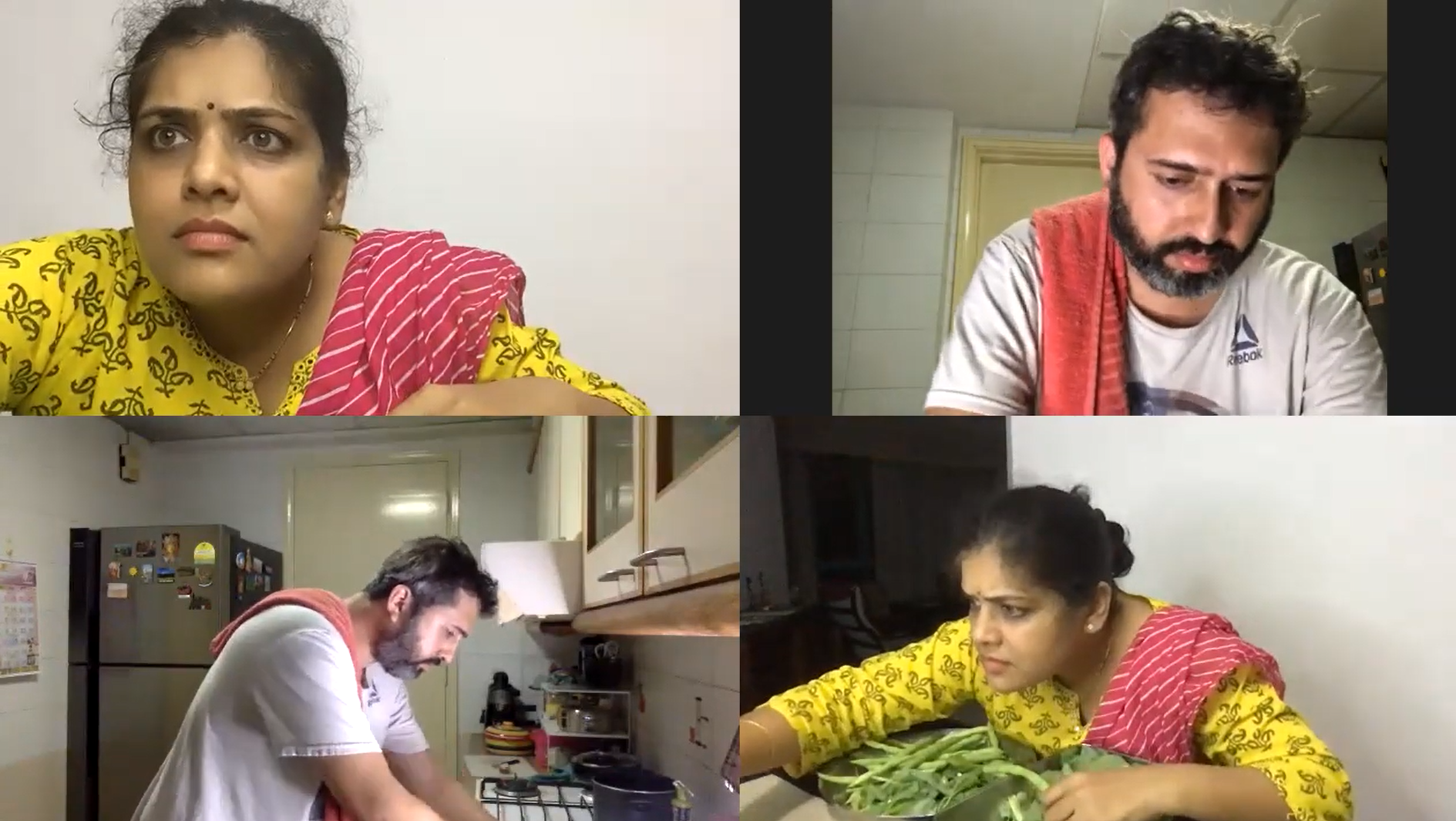 The actors also doubled up as camera persons and manned the multiple camera’s themselves. Photo Courtesy: Screengrab/Lockdown chya polya