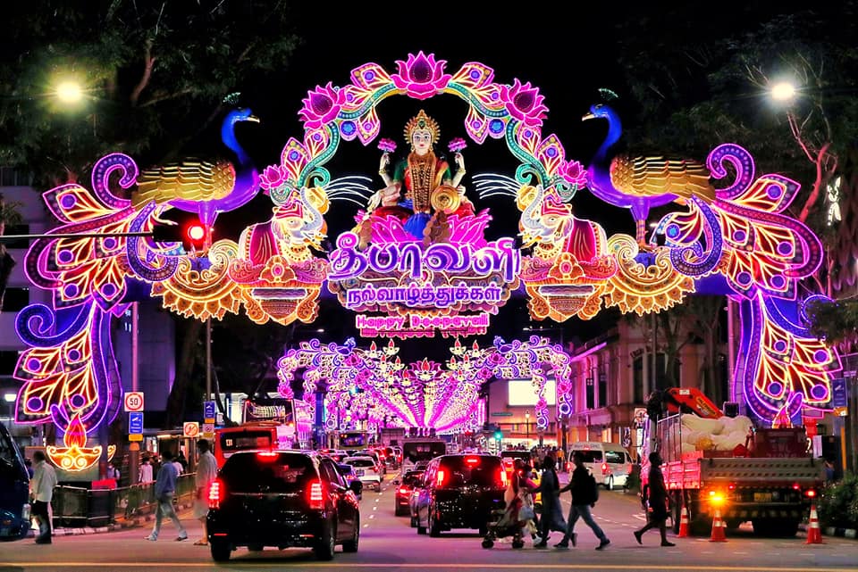 The beautiful light-up display, which starts at the junction of Serangoon Road and Sungei Road captioned Min S. Iswaran.  Photo Courtesy: S.Iswaran/FB 