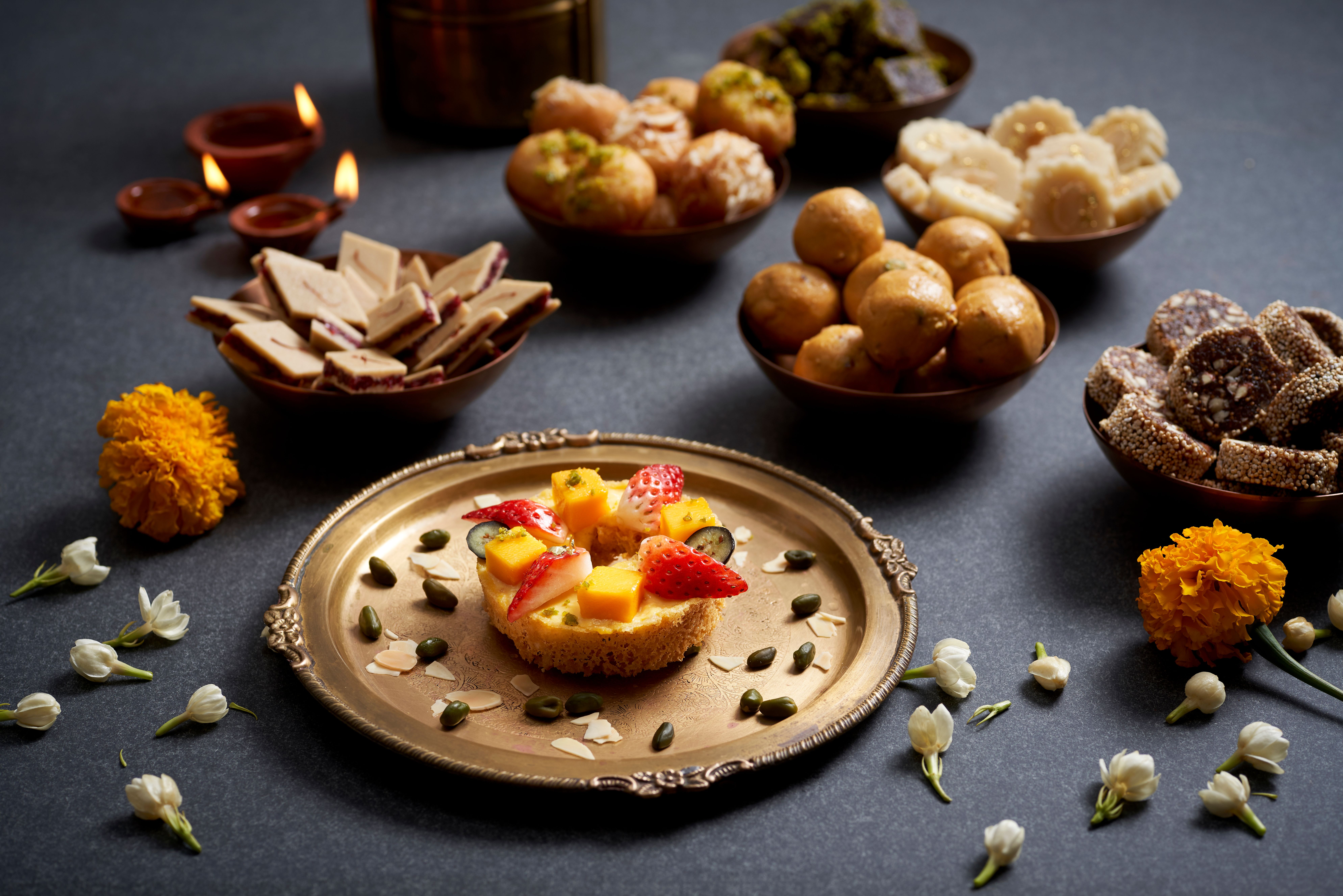 Handmade Mithai Diwali specialty sweets for takeaway, will also be available at the Tiffin Room for Diwali. Photo credit Raffles Hotel Singapore   