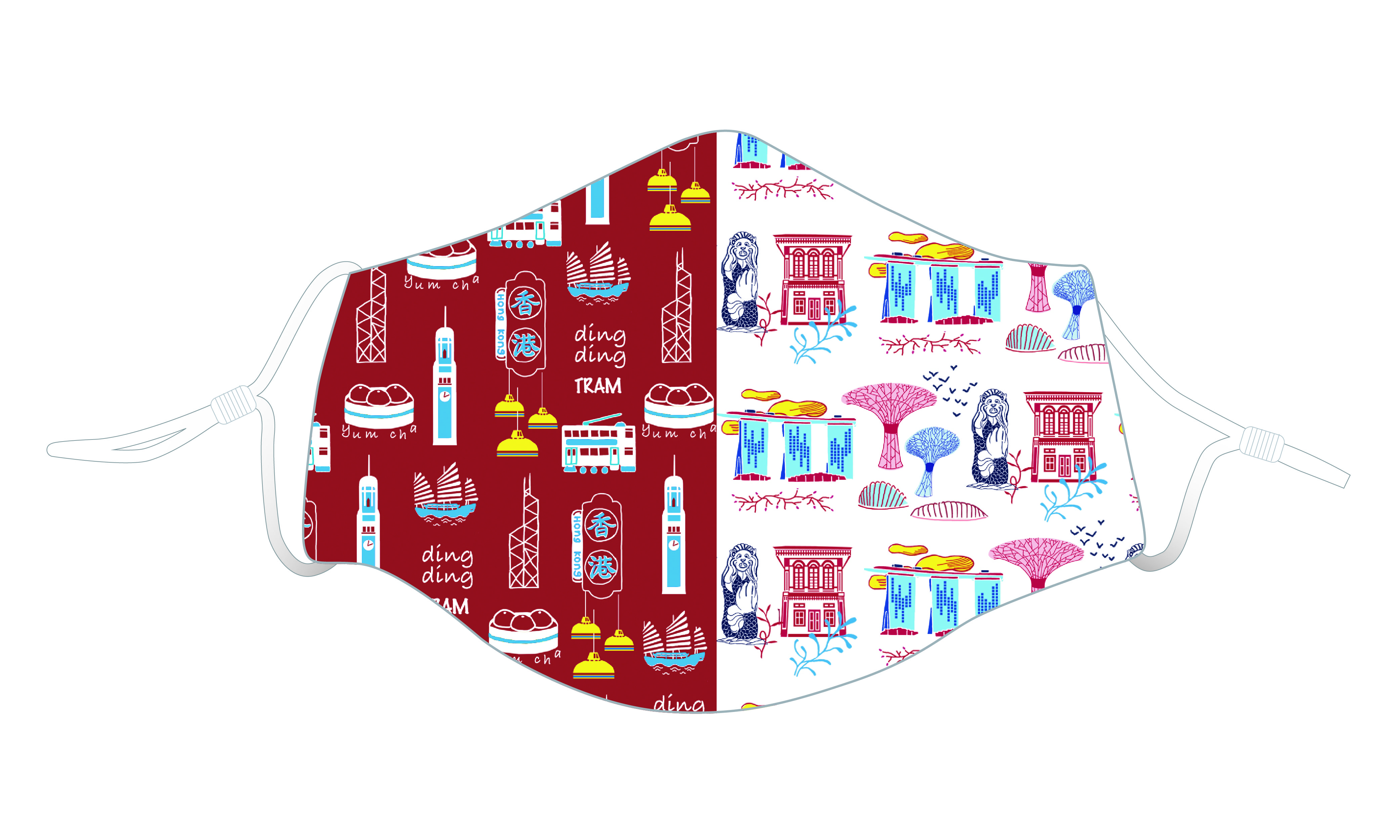 The first batch of visitors to both cities will receive as a gift a limited-edition reusable face mask that showcases unique aspects of Hong Kong and Singapore. Photo courtesy: STB