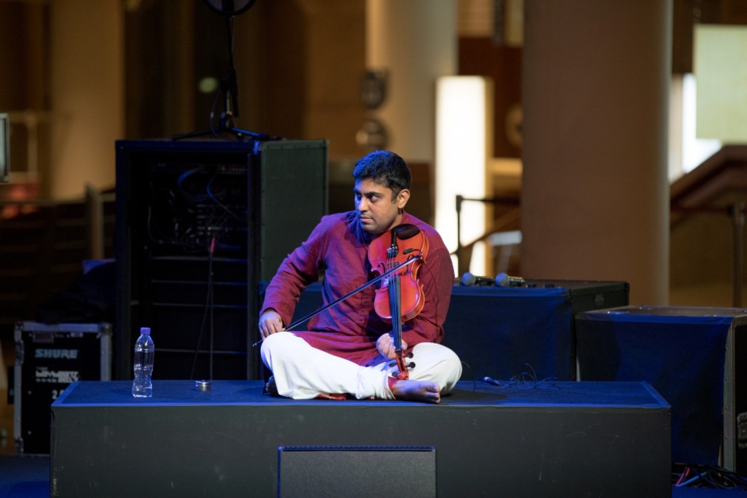 Sughosh Pavan is an All India Radio graded artist, accompanying artists across various prestigious sabhas and temples in Singapore and Bangalore. Photo courtesy: Esplanade