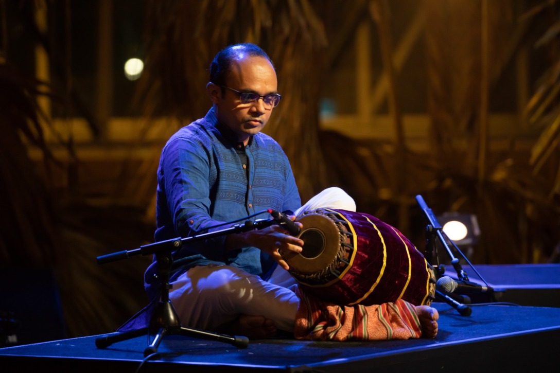Sathish Sista has won the gold medal twice in All India Mridangam competitions. Photo courtesy: Esplanade