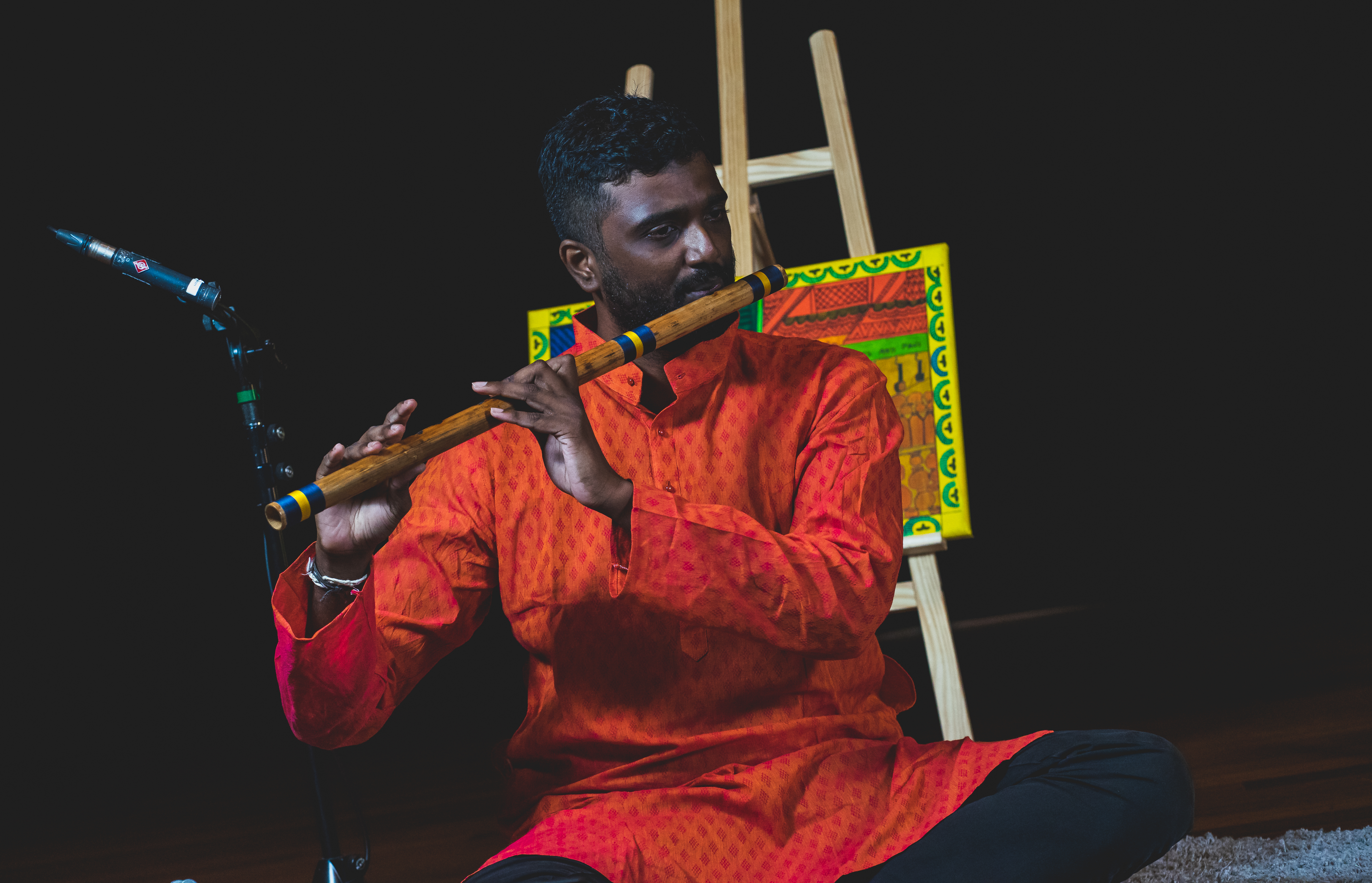 The flute by Raghavendra flutters and rushes and poses questions just like the riddles in the stories. Photo Courtesy: Zane Motalif for Moonshadow Stories