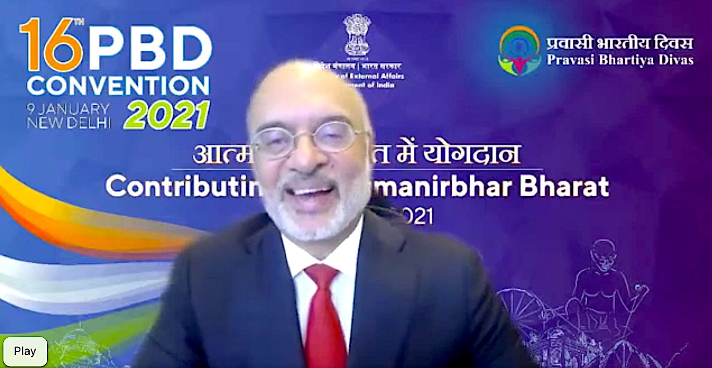 During the course of his address, he highlighted unique megatrends in manufacturing, services, agriculture and the digital sector that have developed over the course of 2020, largely influenced by the COVID-19 pandemic upheaval. Photo: Screen-grab from Piyush Gupta's address 