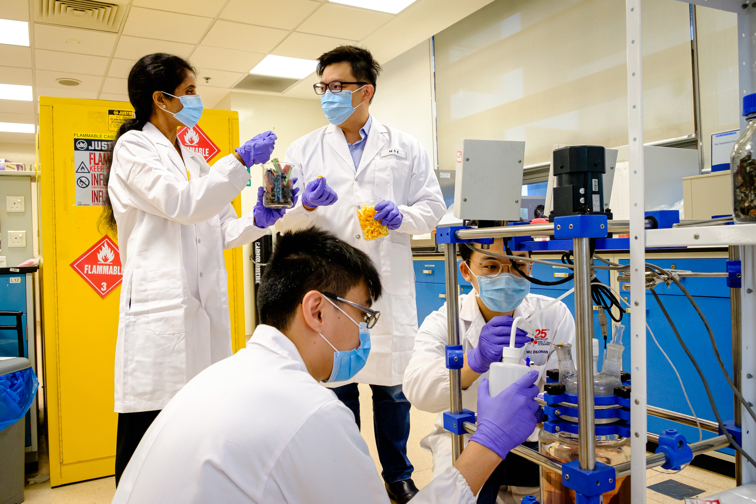 NTU materials scientists turn old batteries into new ones with orange peel. In the QS World University Rankings by Subject 2021, NTU is ranked 1st globally in Materials Science. (Credit: NTU Singapore)