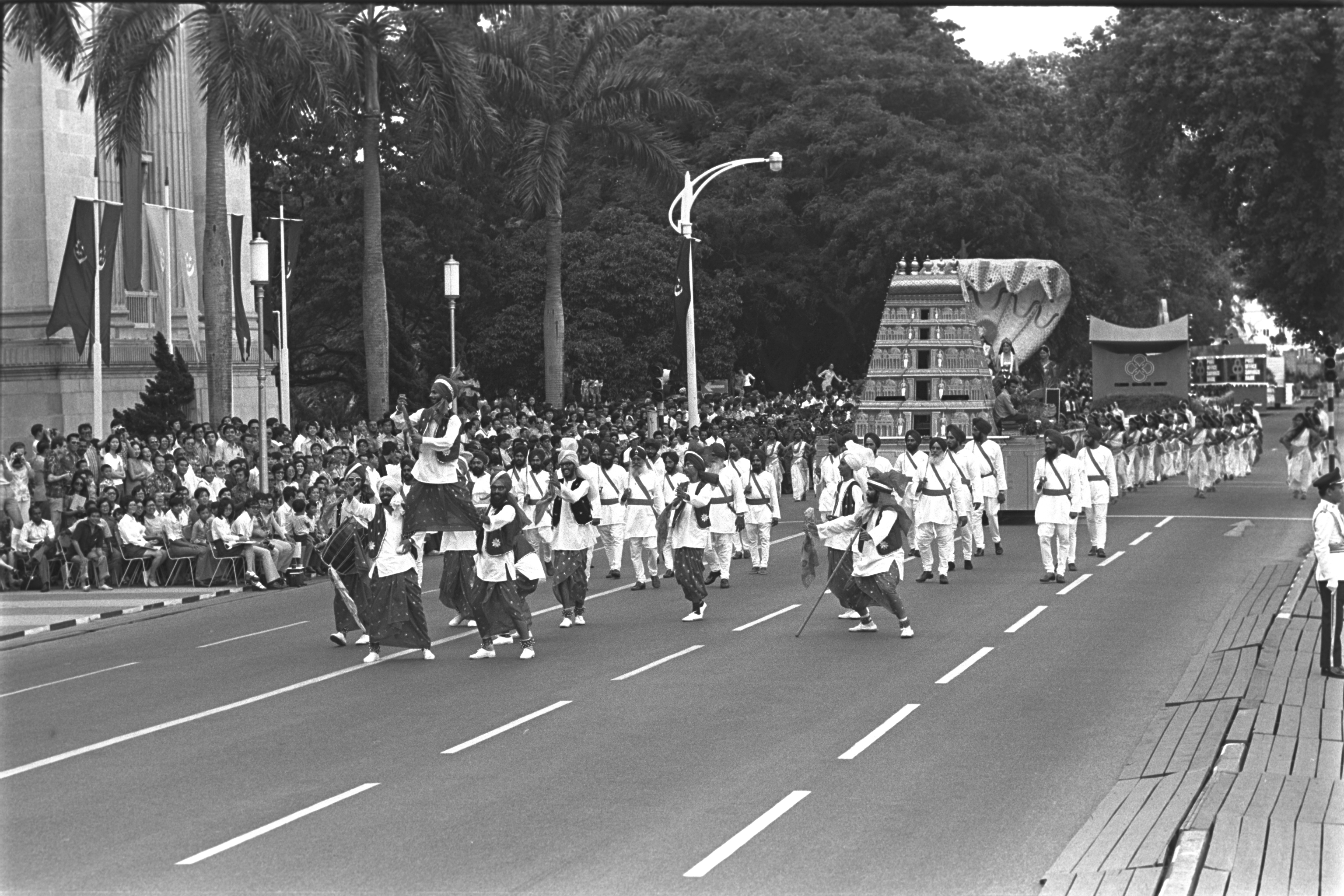 Photograph of a bhangra performance organised by Seva Singh Gandharab at the National Day Parade. Photo courtesy: Seva Singh Gandharab