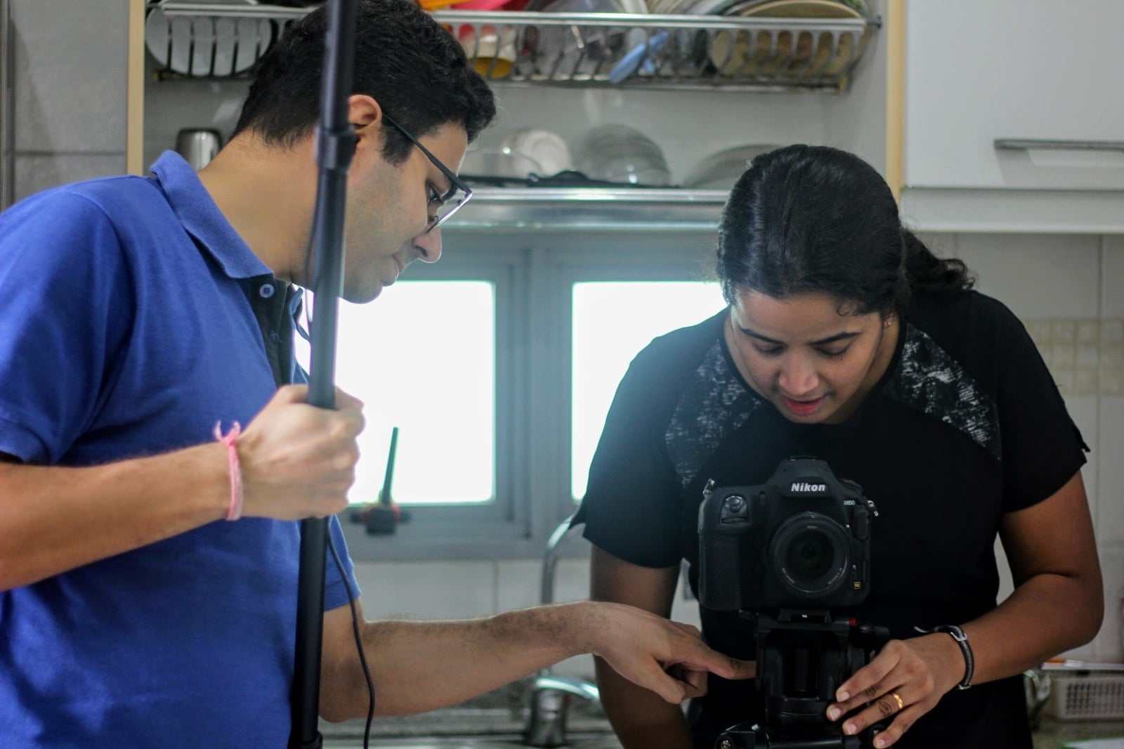 Black Dabba Production's Shivanu Shukla and Debutant Cinematographer Remya Warrier behind the scenes of Mini. Photo courtesy: Uma Kalyani