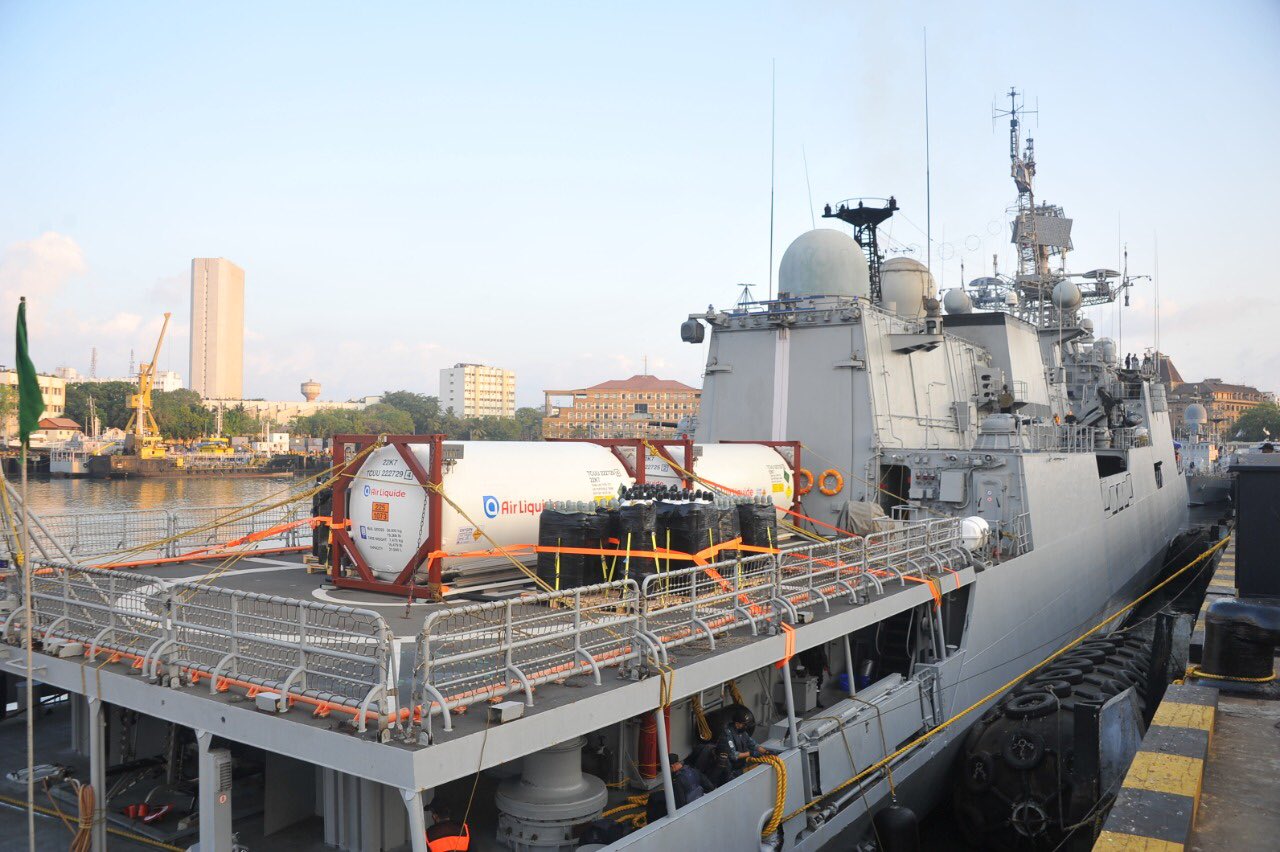 Qatar in collaboration with French Embassy sent liquid oxygen. Photo courtesy: MEA