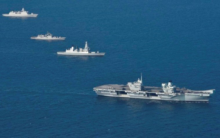 The culmination of the exercise was marked by the traditional steam past between ships of the two navies.