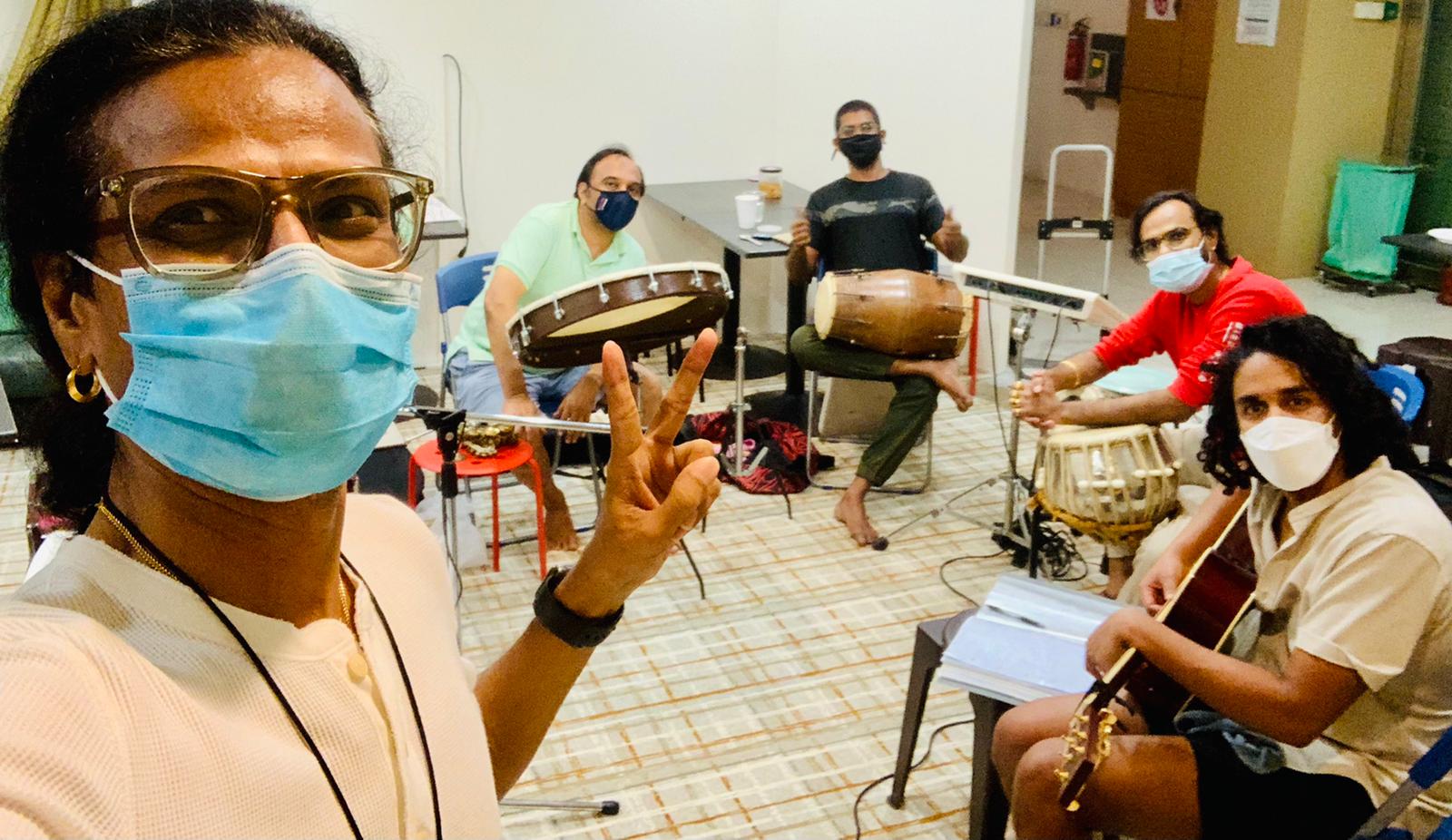 With his Sufi music Amit (left) and his bandmates Isuru Wijerupage Wijesoma (guitar), brother Anand Dhamelia (octopad, tabla). Navin Kumar Nagpal (dholak, drums) and Manoj Kumar Bole (duff, side percussion) explore deep spiritual questions through poignant poetry and lilting melodies. Photo courtesy: Amit Dhamelia