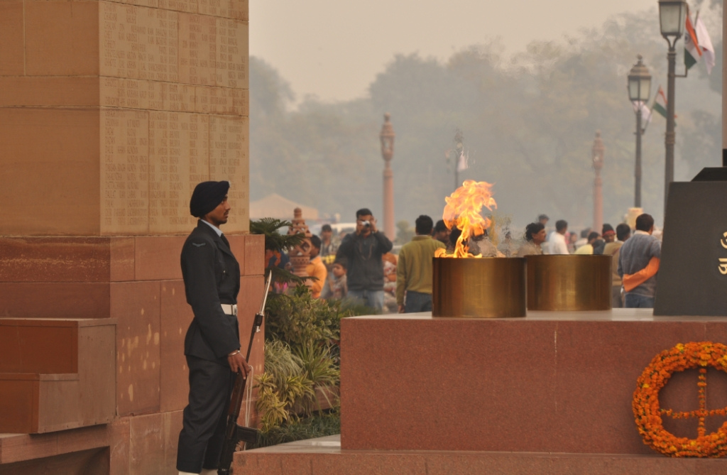 The Amar Jawan Jyoti was constructed as a memorial for Indian soldiers who were killed in action in the 1971 Indo-Pak war