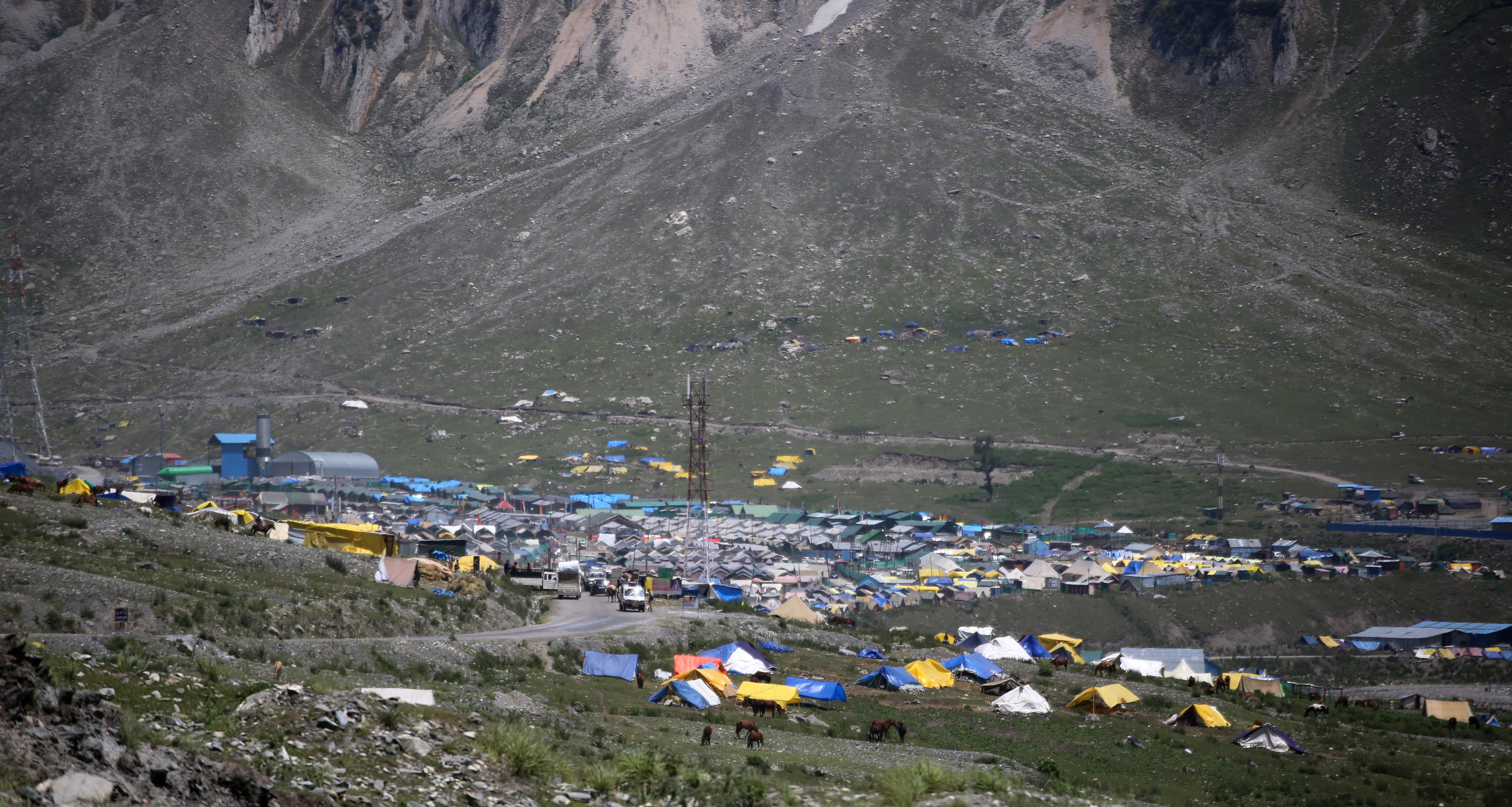 Base Camp for the Amarnath Yatra 2022 in Kashmir.
