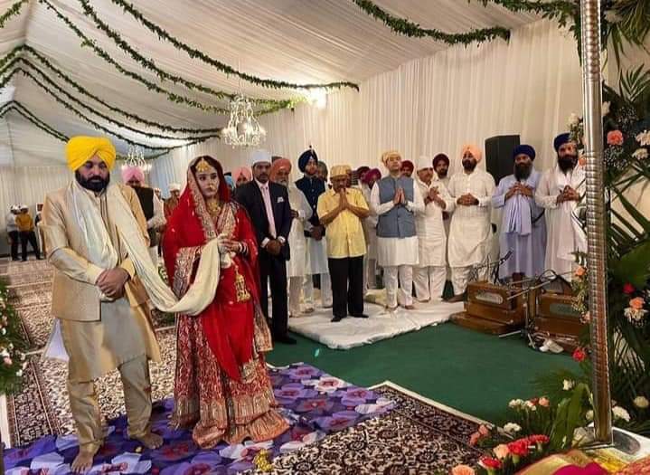 Bhagwant Mann gets married to Dr Gurpreet Kaur in a private ceremony at his residence in Chandigarh.