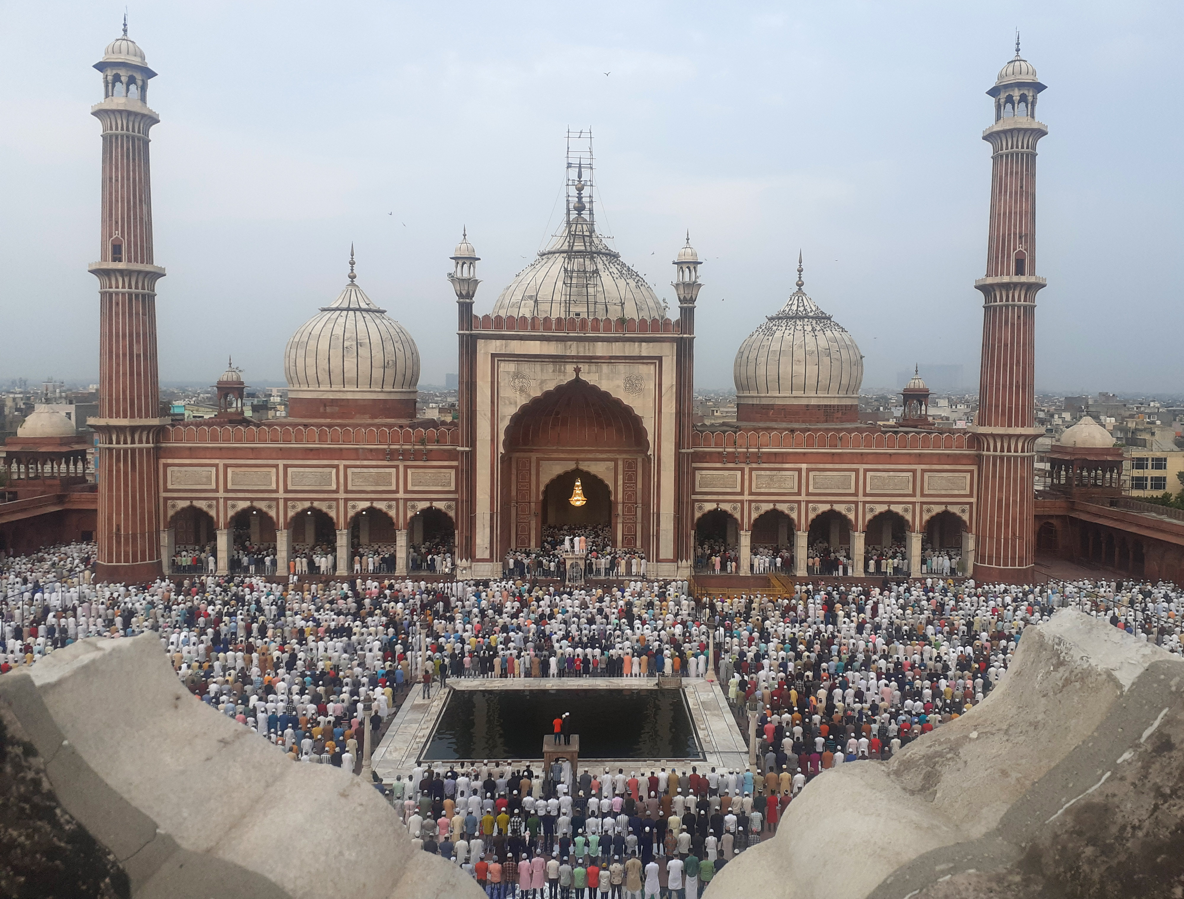 Eid Al Adha celebration in Delhi:  Devotees gathered at the Jama Masjid to offer namaz.